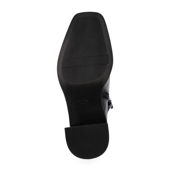 Black Croc-Embossed Ankle Boots - Picture 5 of 6